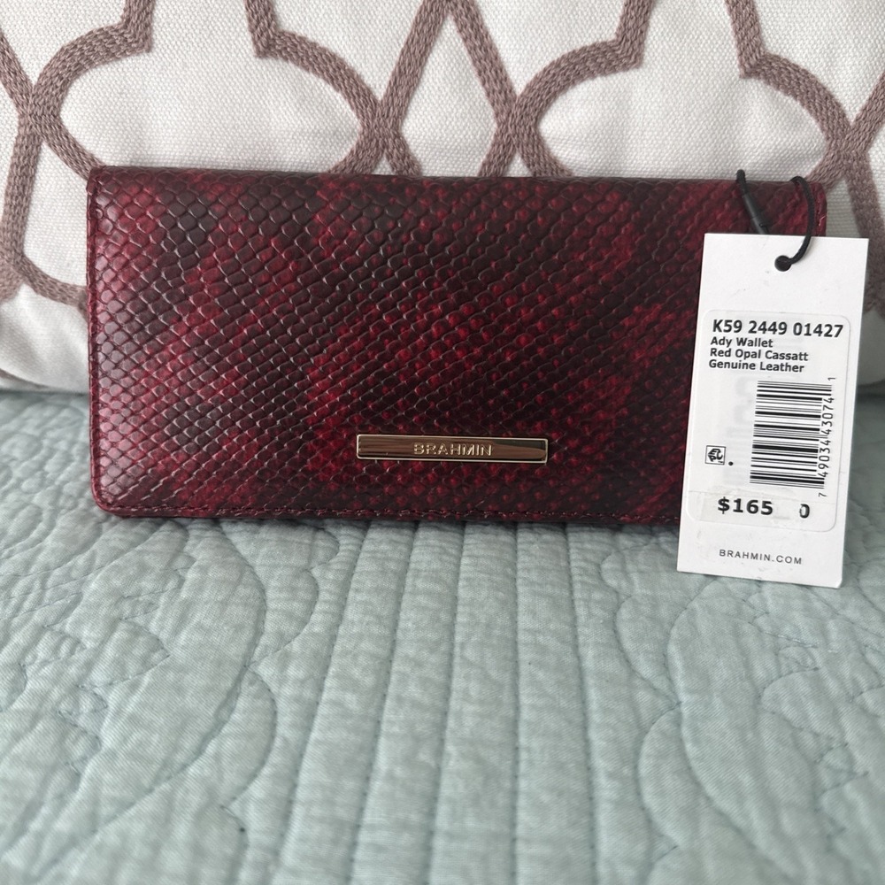 Brahmin Ady Wallet Red Opal Cassatt Collection Leather $165 K59 2449 01427 NWT